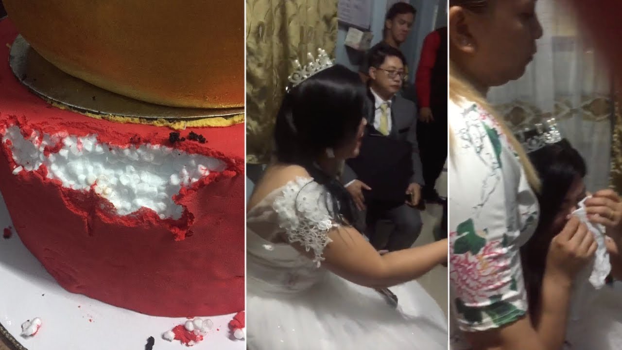 Desagradable y triste sorpresa de una novia con su pastel de boda