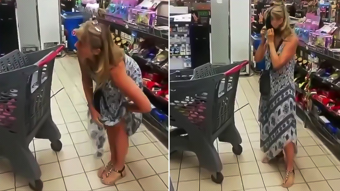 Mujer se quita el tanga y se lo pone como mascarilla cuando le llaman la atención en un supermercado