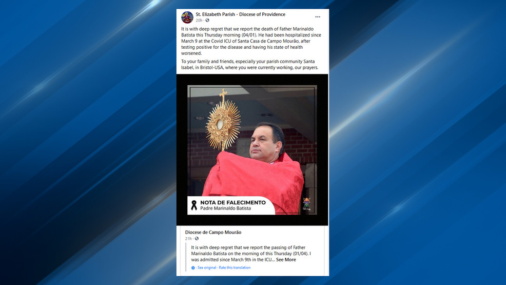 Sacerdote de Rhode Island muere por coronavirus en Brasil