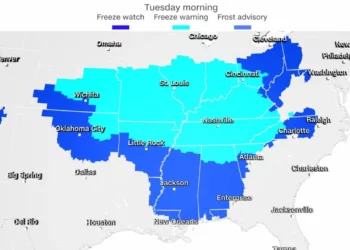 Estos son los lugares que registrarán temperaturas heladas esta semana en EE.UU.