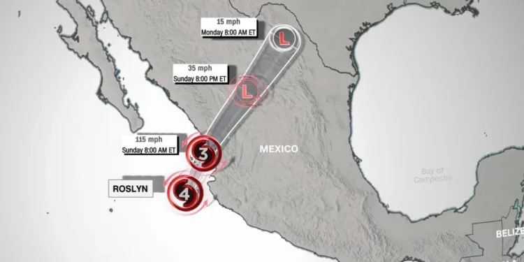 El ciclón tropical Roslyn se debilita a tormenta tropical después de tocar tierra en México