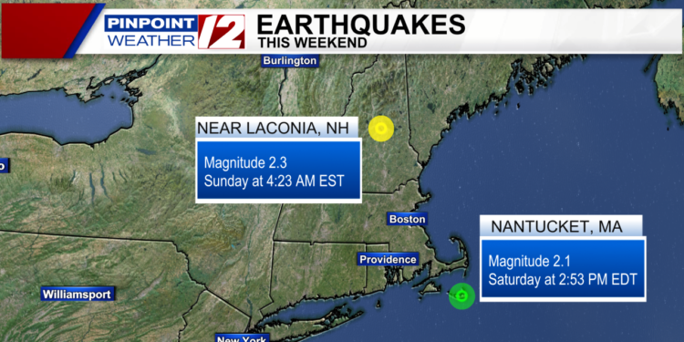 Dos sismos sacuden Nueva Inglaterra este fin de semana
