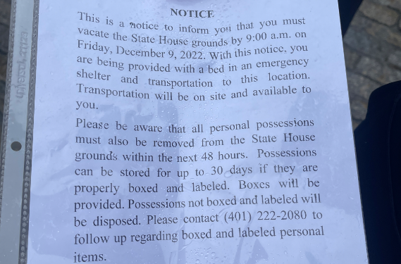 Personas sin hogar desalojadas del recinto de la Cámara de Representantes de RI