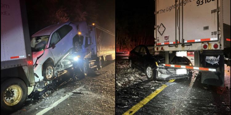 Varios heridos y 15 vehículos remolcados tras un accidente en una autopista helada de Massachusetts