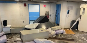 Las imágenes muestran las secuelas del enfrentamiento en la cárcel del condado de Bristol