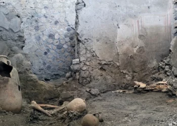 Esqueletos hallados en las ruinas de Pompeya revelan muertes por terremoto, no sólo por la antigua erupción del Vesubio.