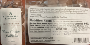 Stonewall Kitchen retira del mercado las Maltballs de mantequilla de cacahuete por alérgenos no declarados