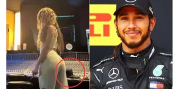 Detalle en una foto de Shakira alimenta los rumores sobre un romance con Lewis Hamilton