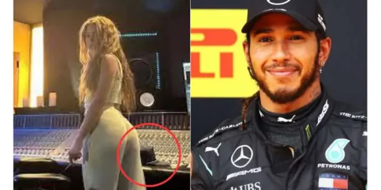 Detalle en una foto de Shakira alimenta los rumores sobre un romance con Lewis Hamilton